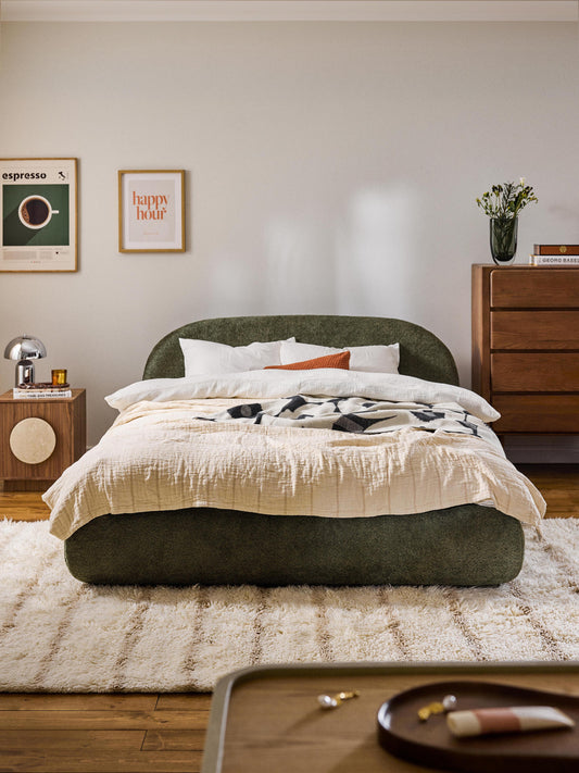Lux Alba Teddy Bouclé Bed, Upholstered