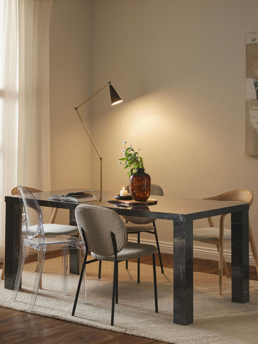 Lux Carl Marble-Look Dining Table, Measuring 180 x 90 cm