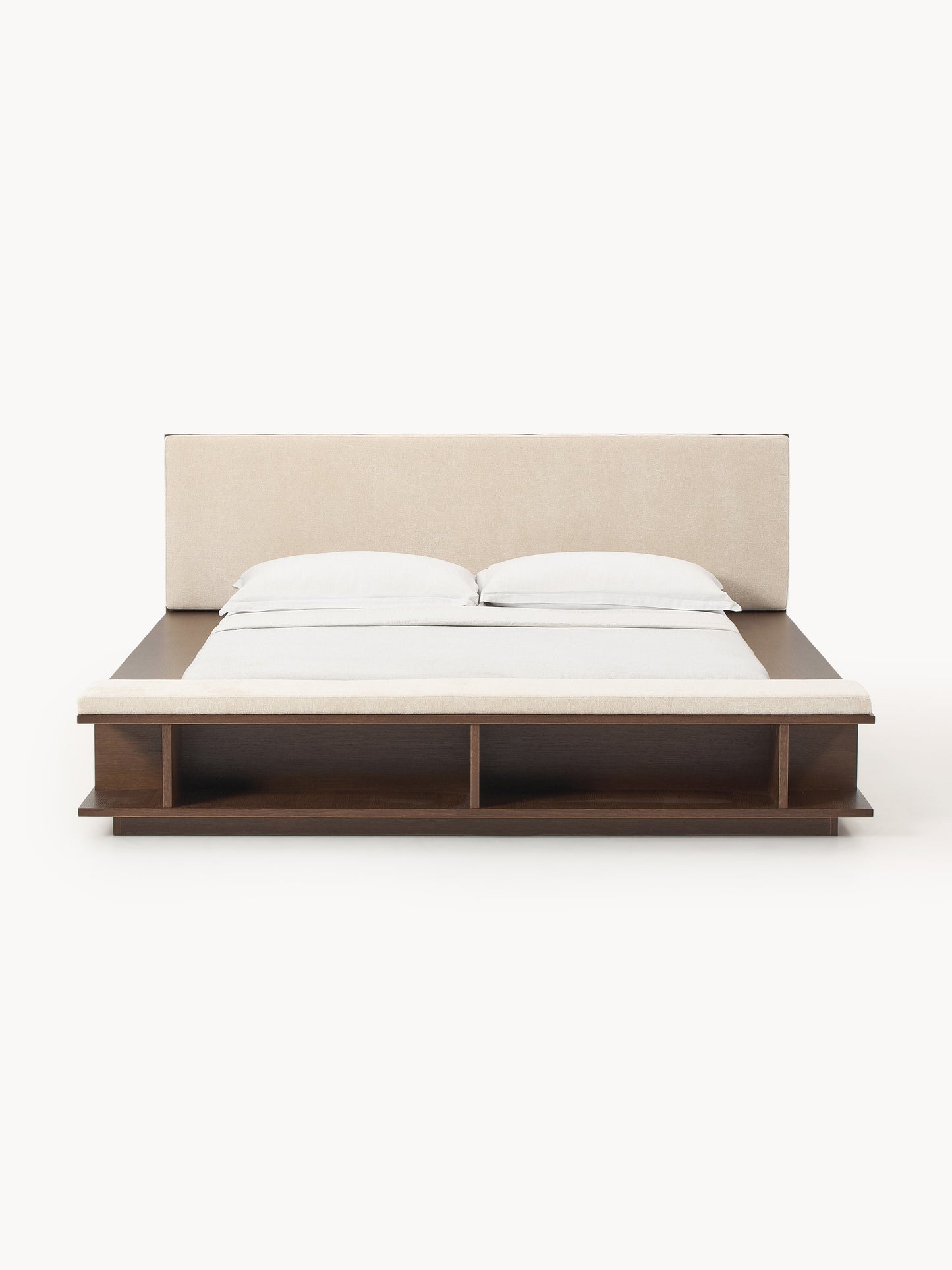 Lux Clark Timber Bed Frame with Bench and Side Shelves