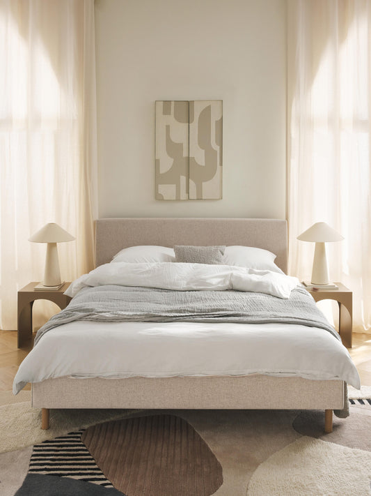 Lux Giulia Bed on Wooden Feet, Upholstered