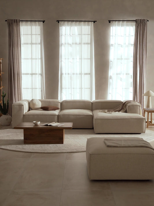 Lux Lennon Modular Linen Blend Corner Couch (4-Seater)