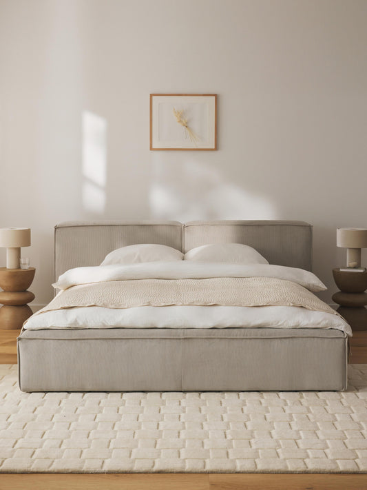 Lux Lennon Upholstered Corduroy Bed with Storage