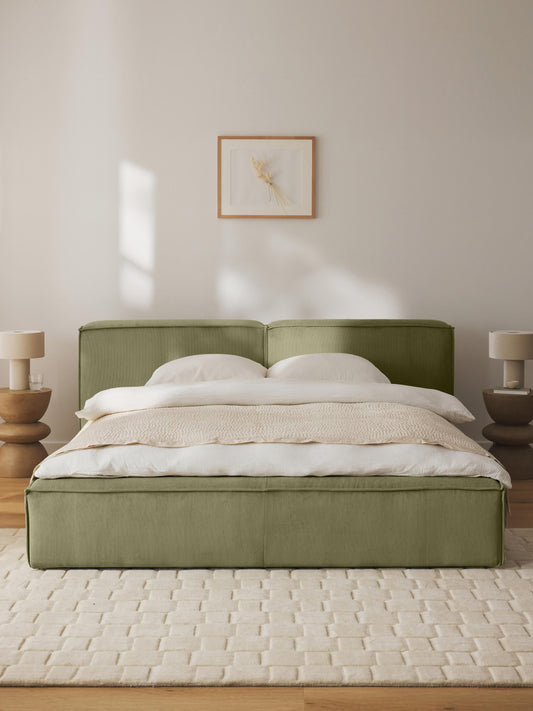 Lux Lennon Upholstered Corduroy Bed with Storage