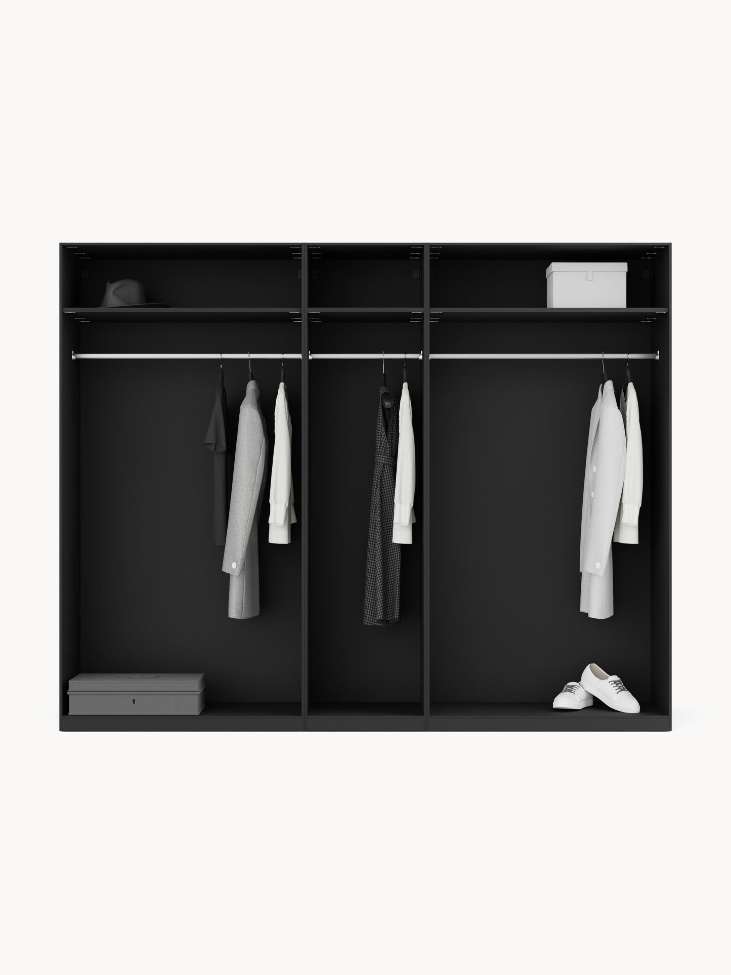 Lux Leon Modular Hinged-Door Wardrobe in Various Sizes, 250 cm Wide