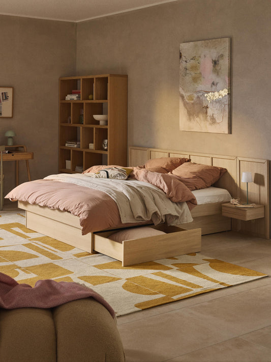 Lux Nanto Bed Made from Wood with Bedside Tables and Headboard