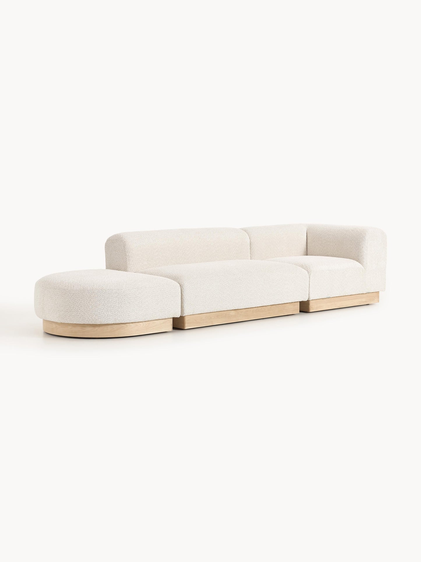 Lux Natalie Ottoman with Stool in Teddy Bouclé, Modular (Left/Right)
