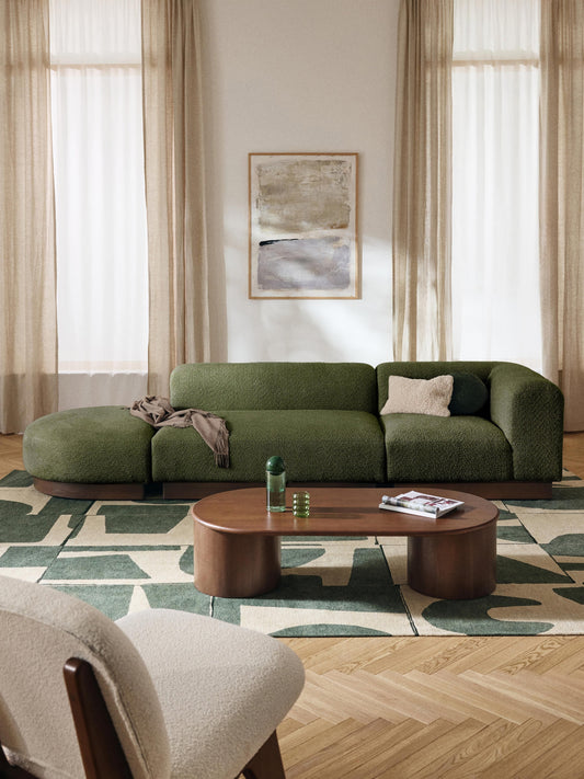 Lux Natalie Ottoman with Stool in Teddy Bouclé, Modular (Left/Right)
