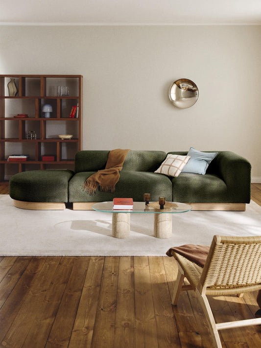 Lux Natalie Ottoman with Stool in Teddy Bouclé, Modular (Left/Right)