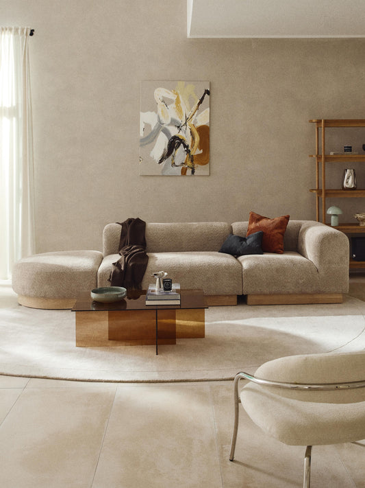 Lux Natalie Ottoman with Stool in Teddy Bouclé, Modular (Left/Right)