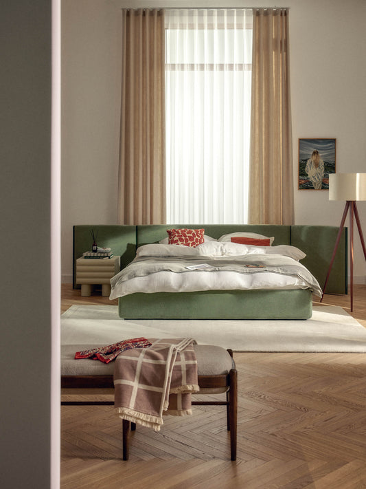 Lux Otis Folding-Headboard Bed, Upholstered