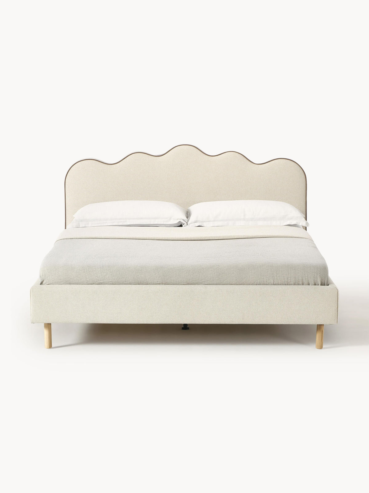 Lux Romy Wavy-Headboard Bed, Upholstered