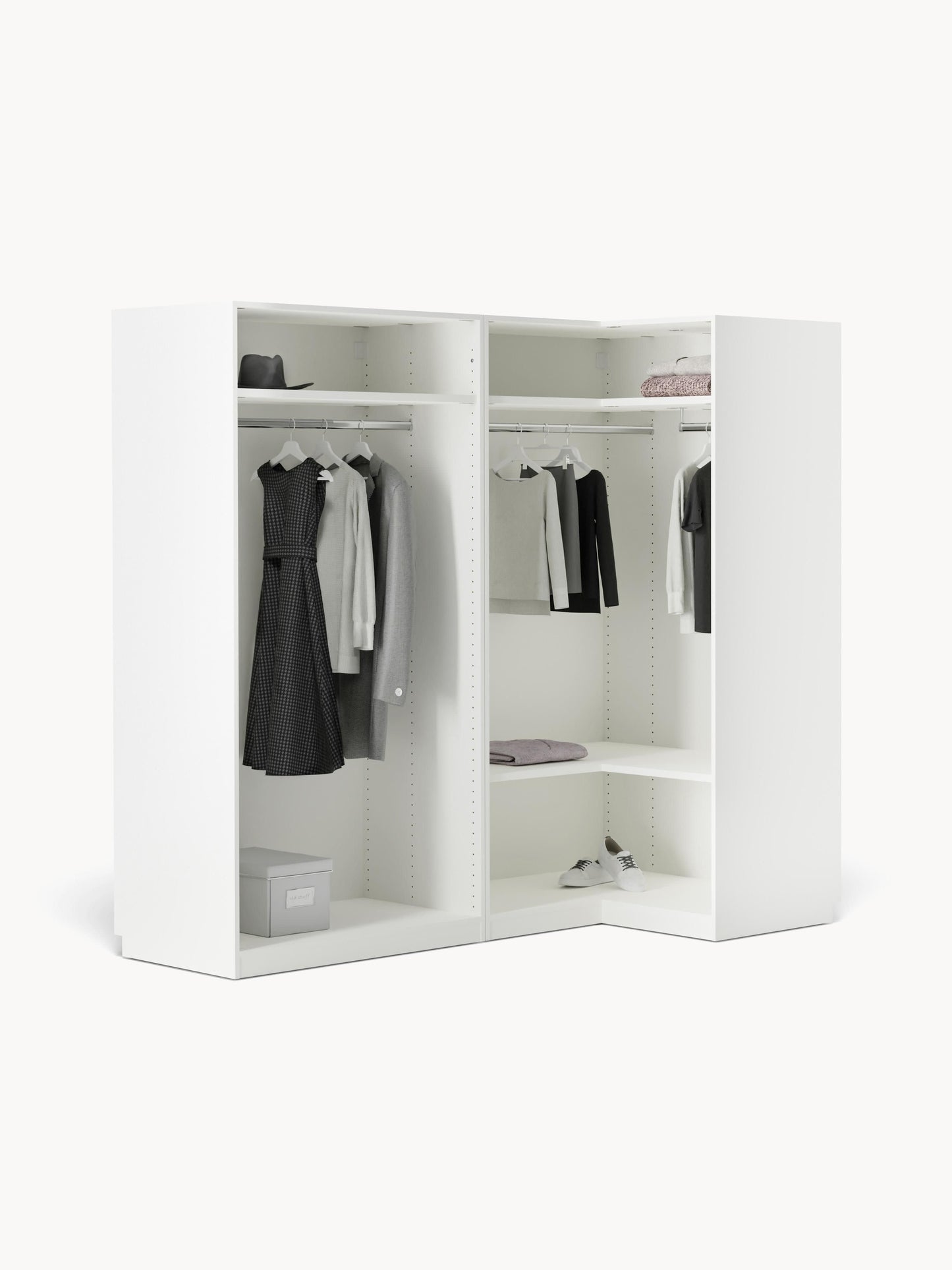 Lux Simone Modular Wardrobe for Corners, in Various Sizes, 215 cm Wide