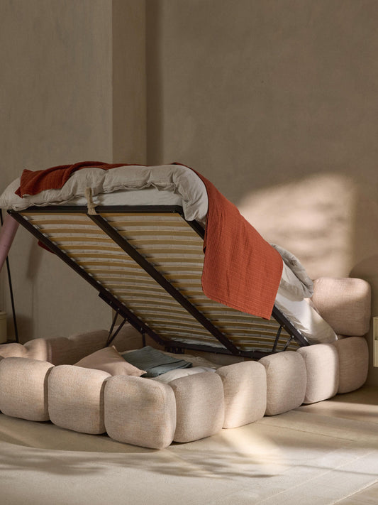Lux Tayla Bouclé Bed with Storage, Upholstered