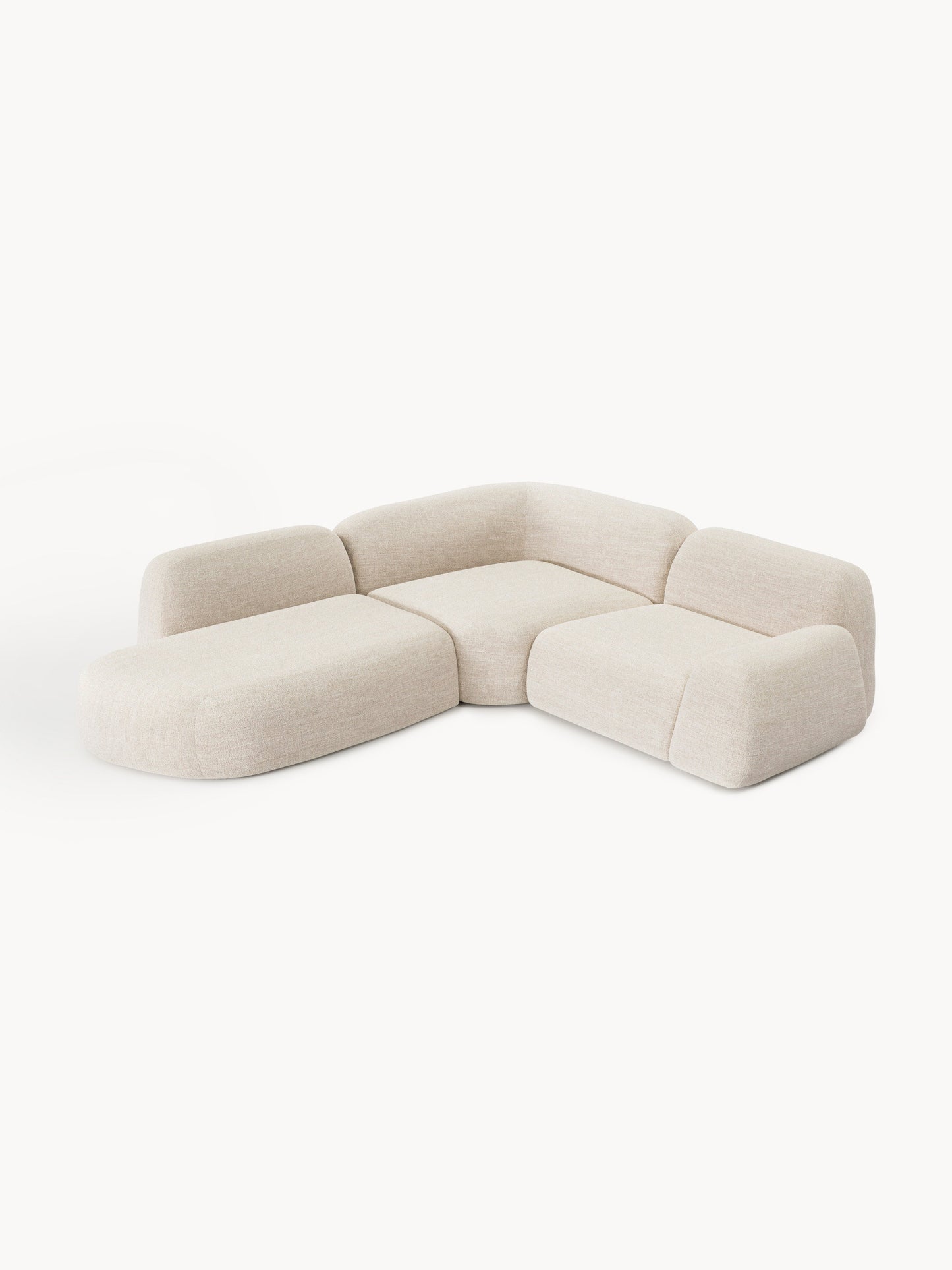 Lux Wolke Modular Bouclé Corner Couch with Chaise Longue (4-Seater)
