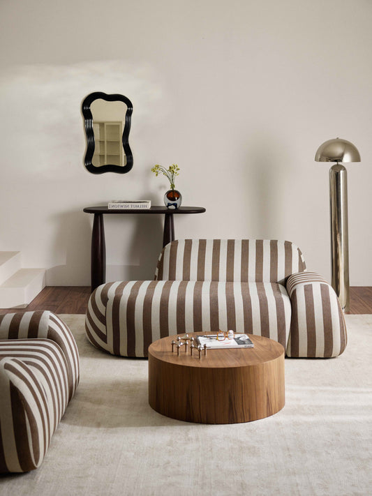 Lux Wolke Striped Couch with Chaise Longue (2-Seater)