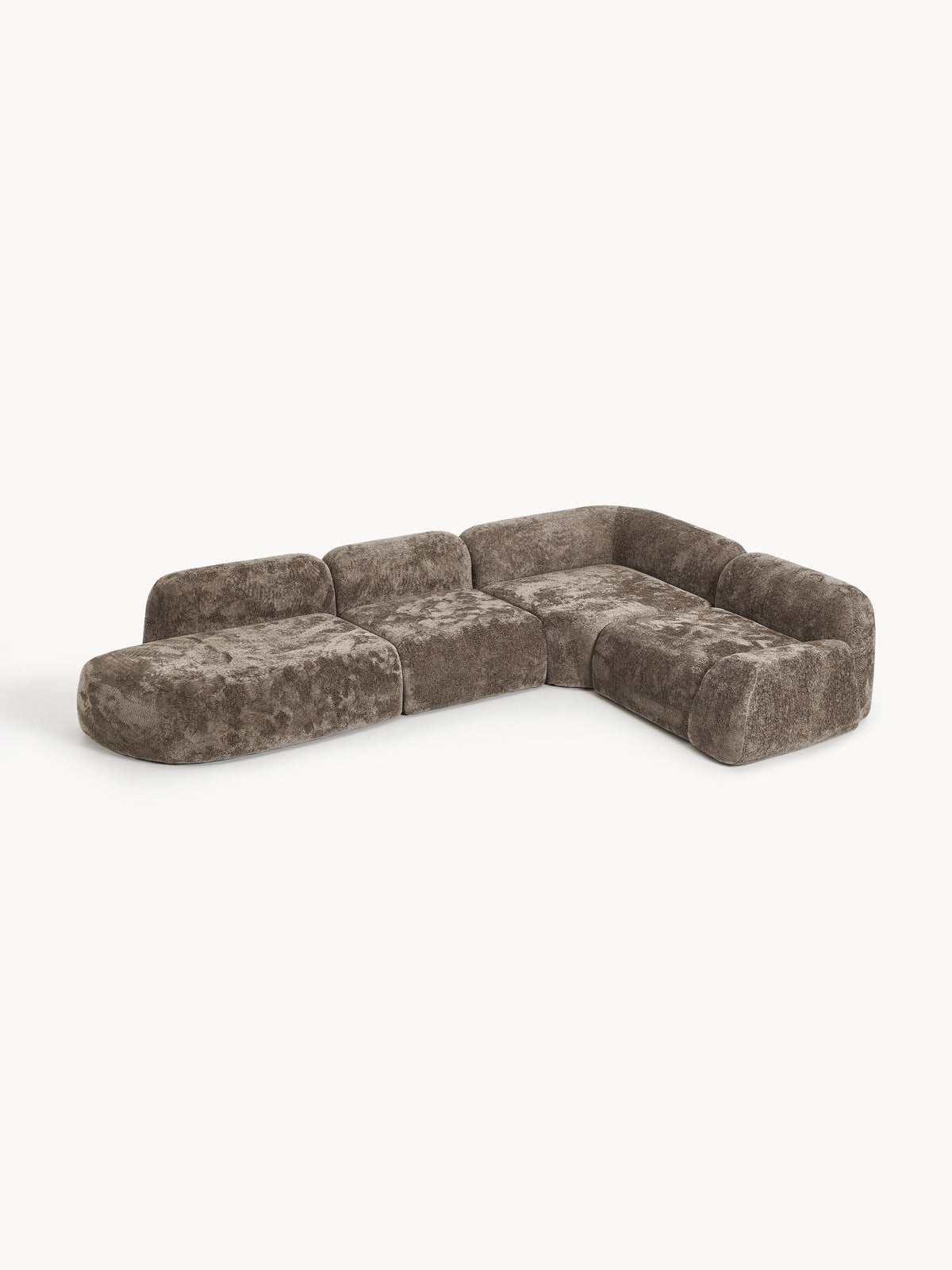 Lux Wolke XL Modular Teddy Bouclé Corner Couch with Chaise Longue