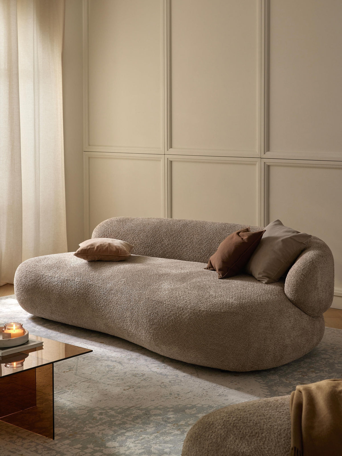 Lux Alba 3-Seater Couch in Teddy Bouclé