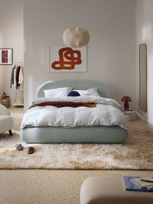 Lux Alba Bouclé Bed, Upholstered