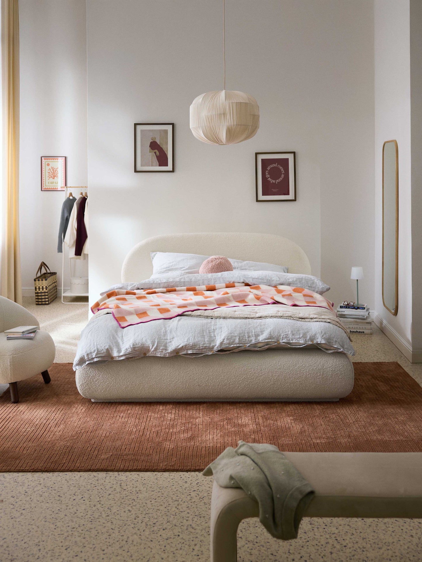 Lux Alba Bouclé Bed, Upholstered