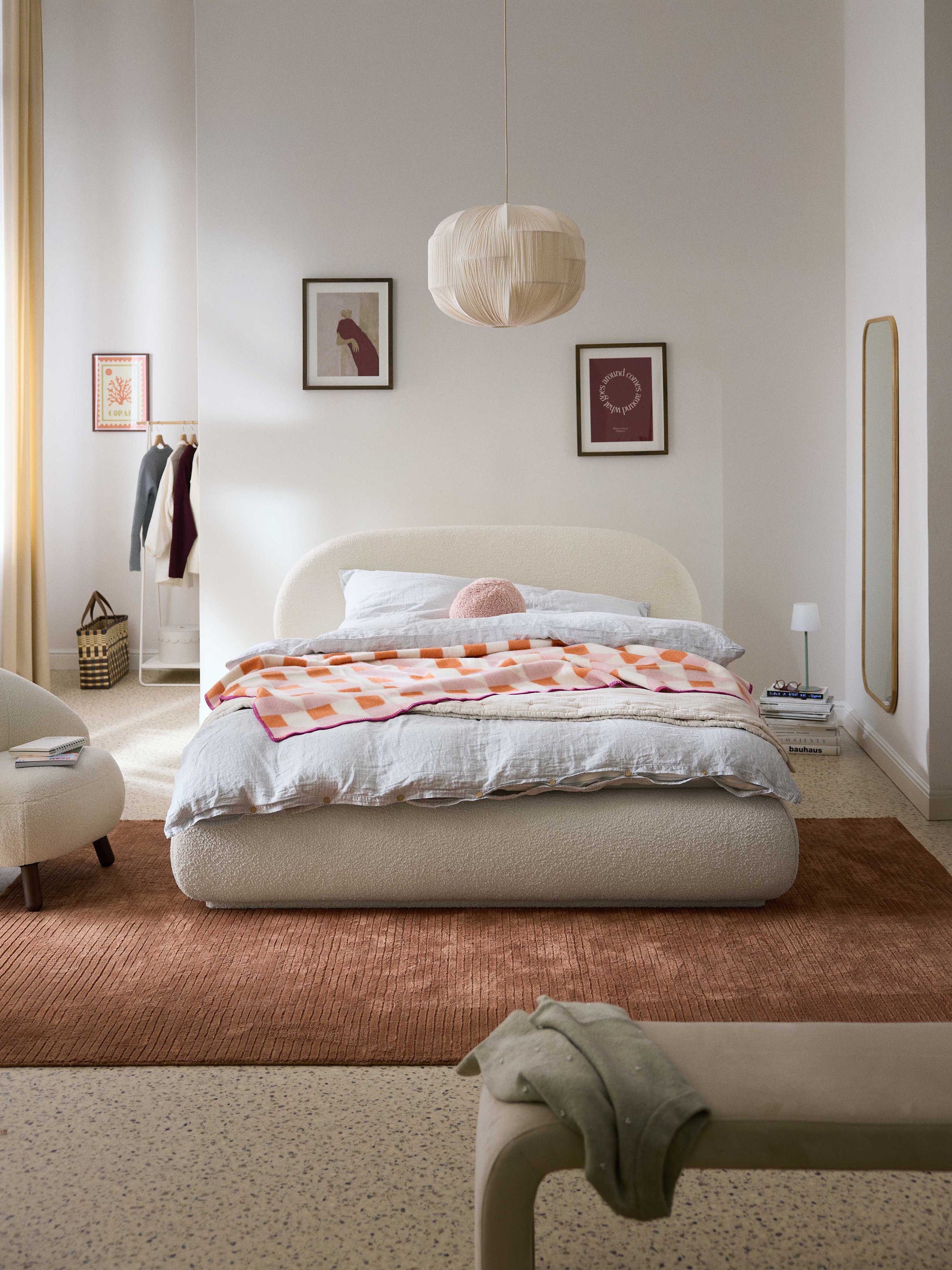 Lux Alba Bouclé Bed, Upholstered