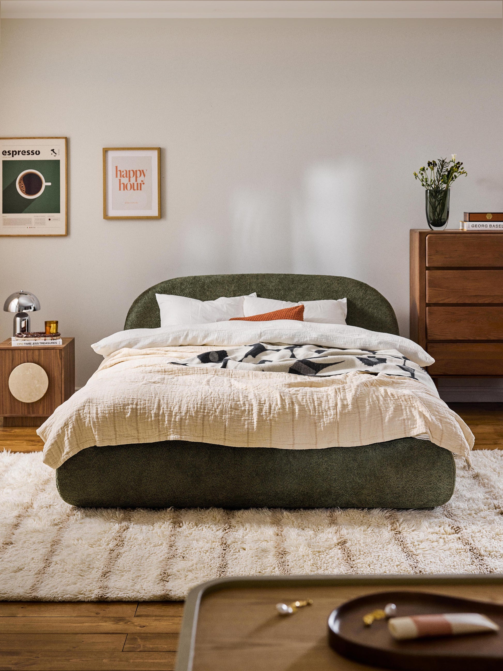 Lux Alba Teddy Bouclé Bed, Upholstered