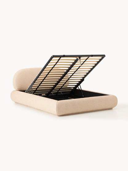 Lux Alba Upholstered Bouclé Bed with Storage