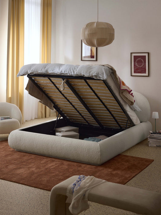 Lux Alba Upholstered Teddy Bed with Storage