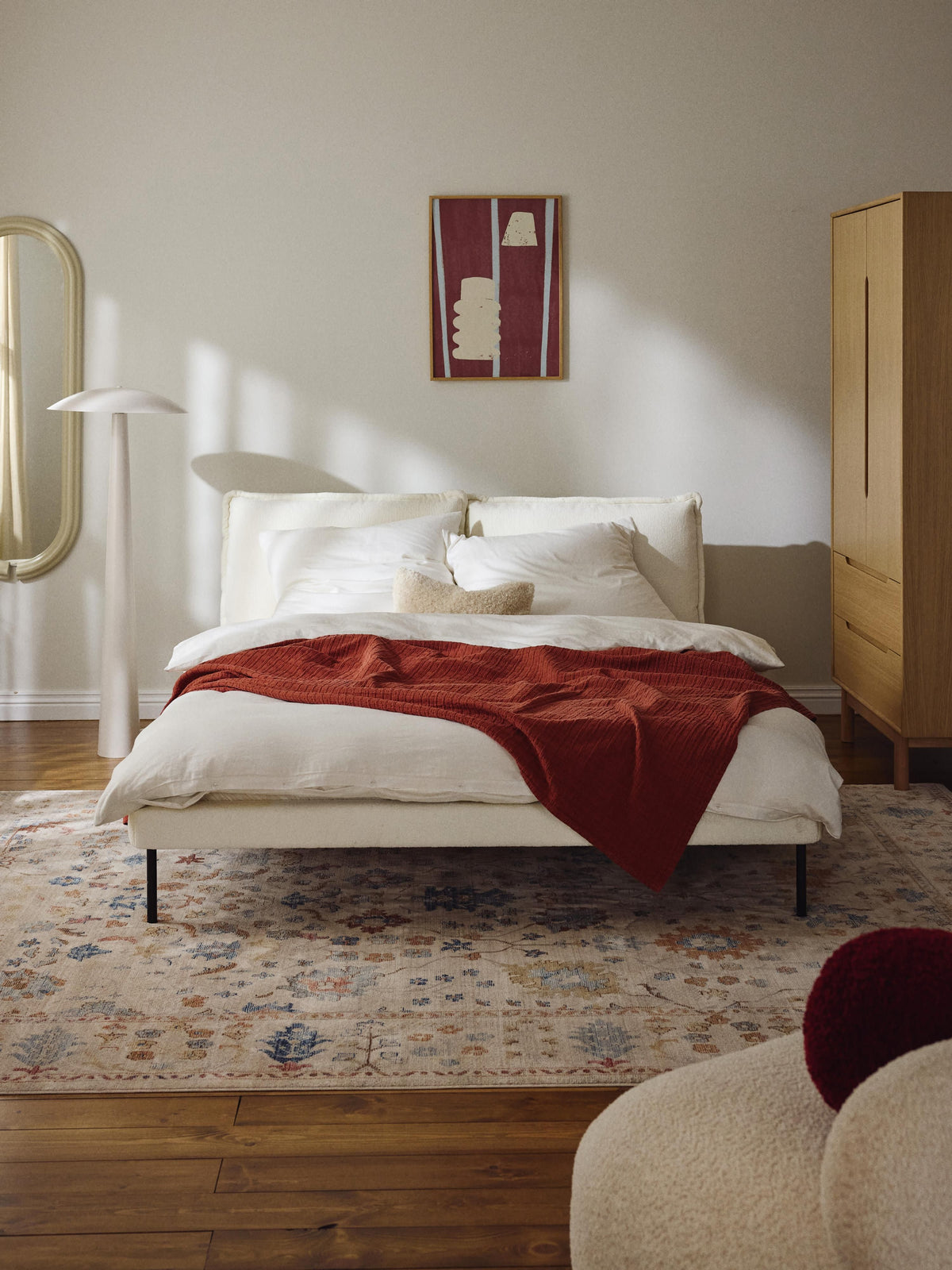 Lux Amelia Teddy Bouclé Bed, Upholstered