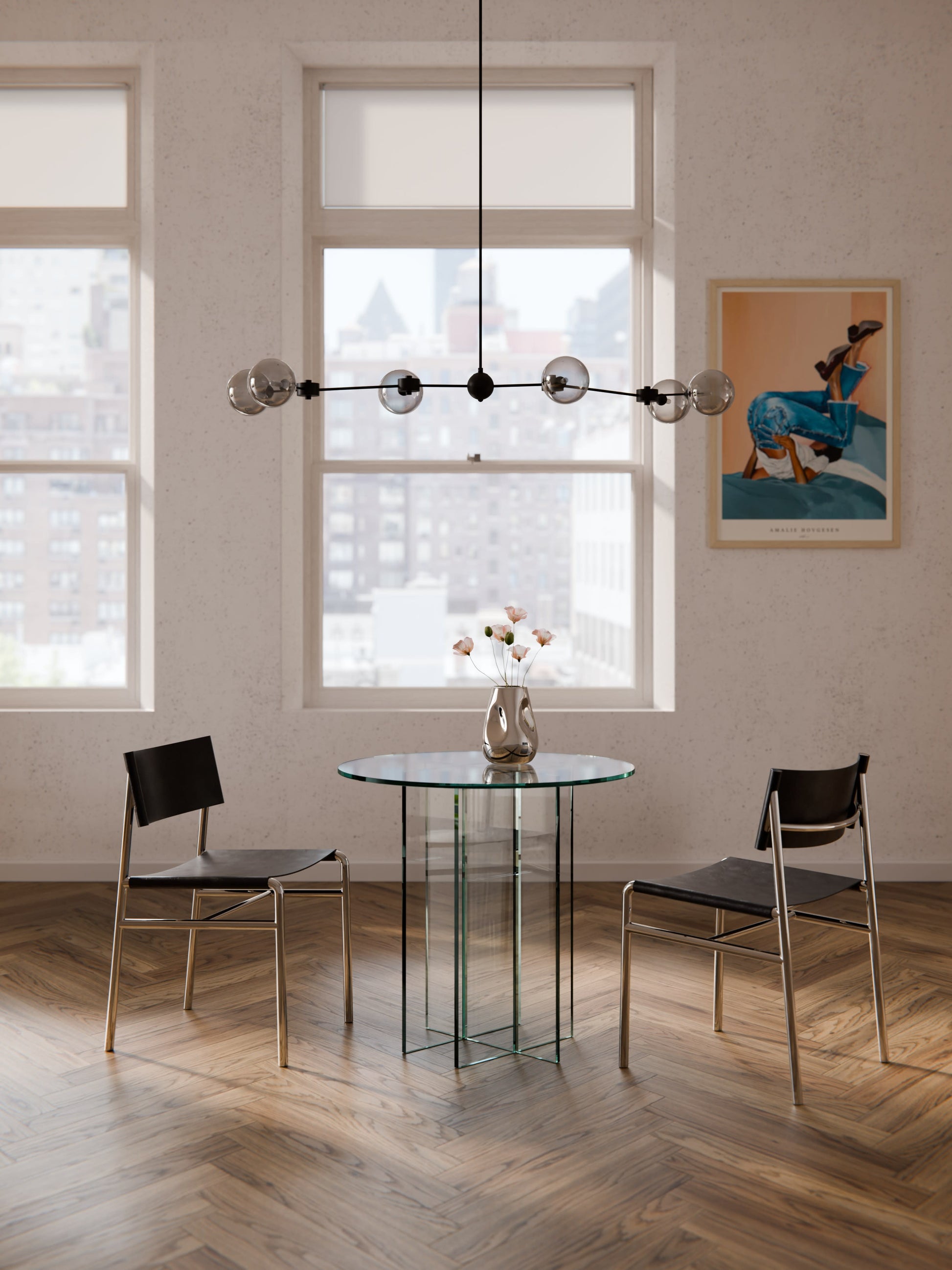 Lux Anouk Round Dining Table Made of Glass, in Various Sizes