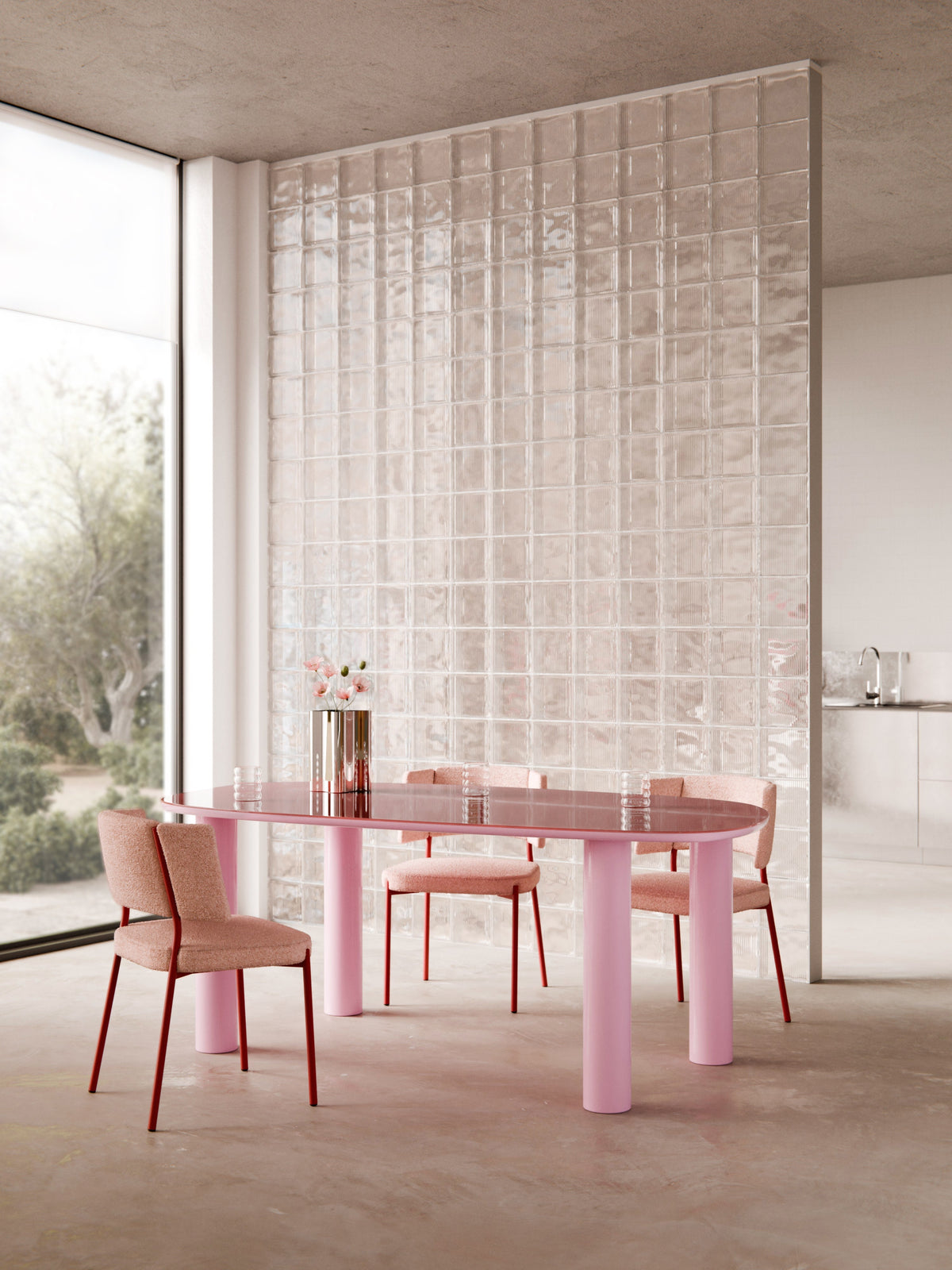 Lux Beni Organic Glass-Top Dining Table, 200 x 110 cm