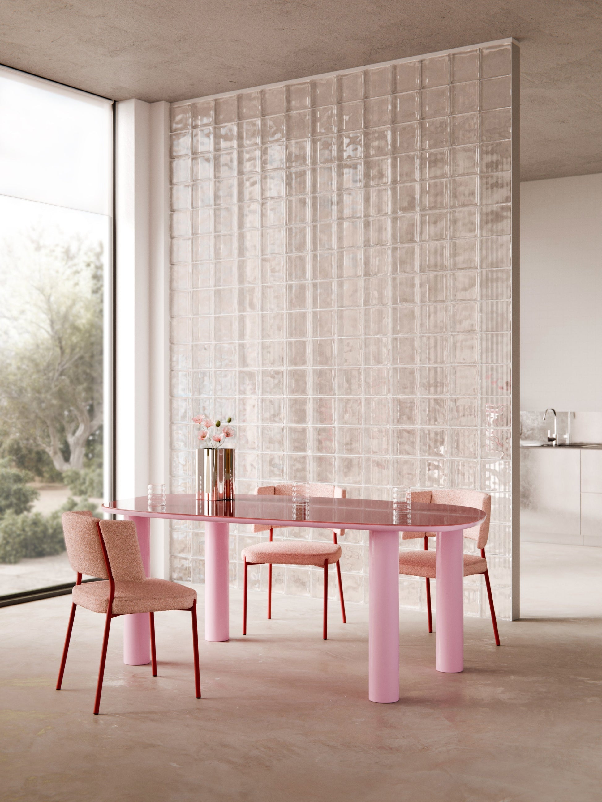 Lux Beni Organic Glass-Top Dining Table, 200 x 110 cm