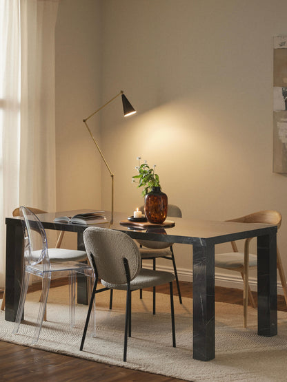 Lux Carl Marble-Look Dining Table, Measuring 180 x 90 cm