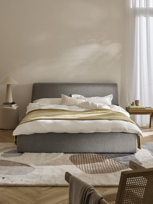 Lux Cloud Bouclé Bed, Upholstered