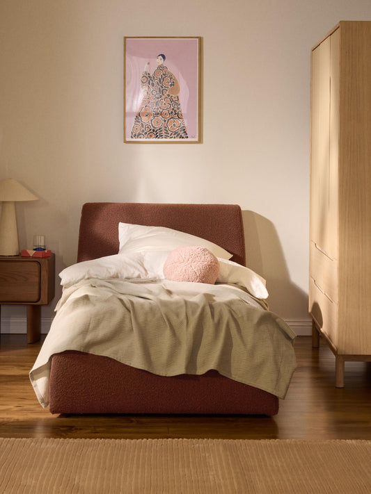 Lux Cloud Single Bouclé Bed with Storage