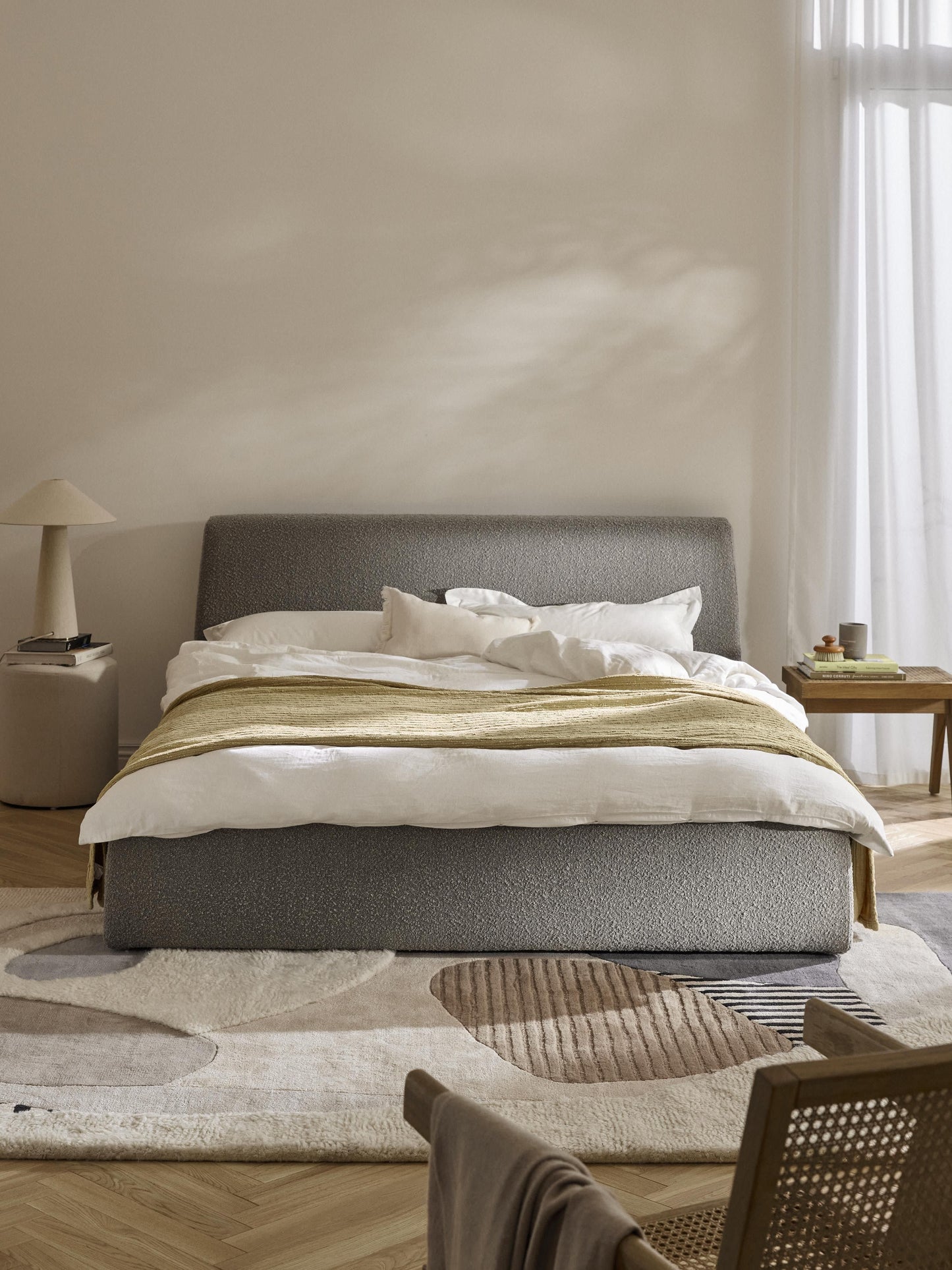Lux Cloud Upholstered Bouclé Bed with Storage