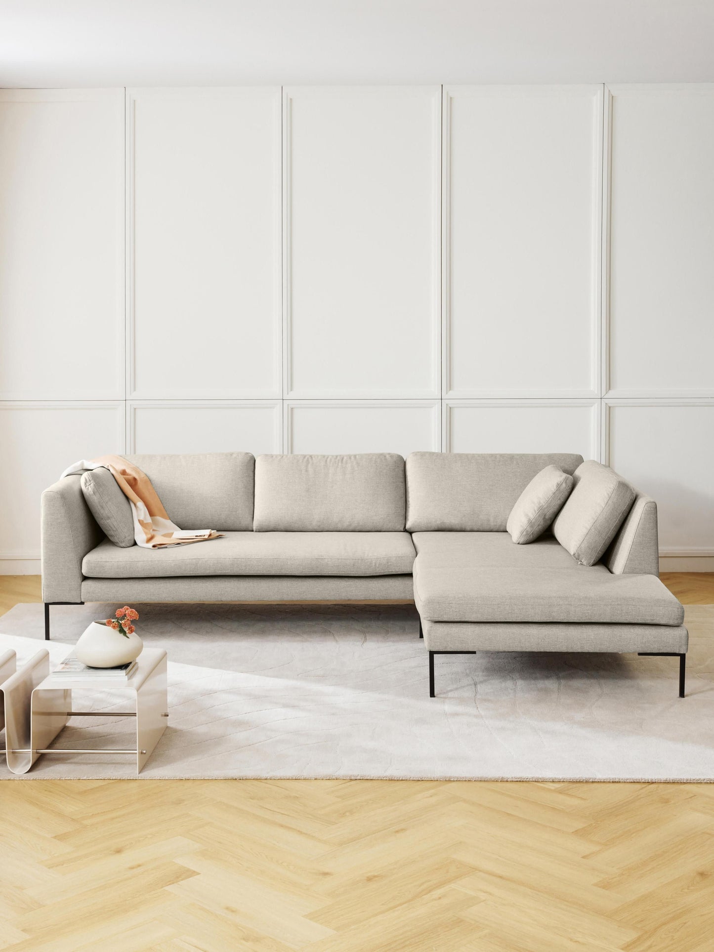 Lux Emma Corner Couch with Metal Legs