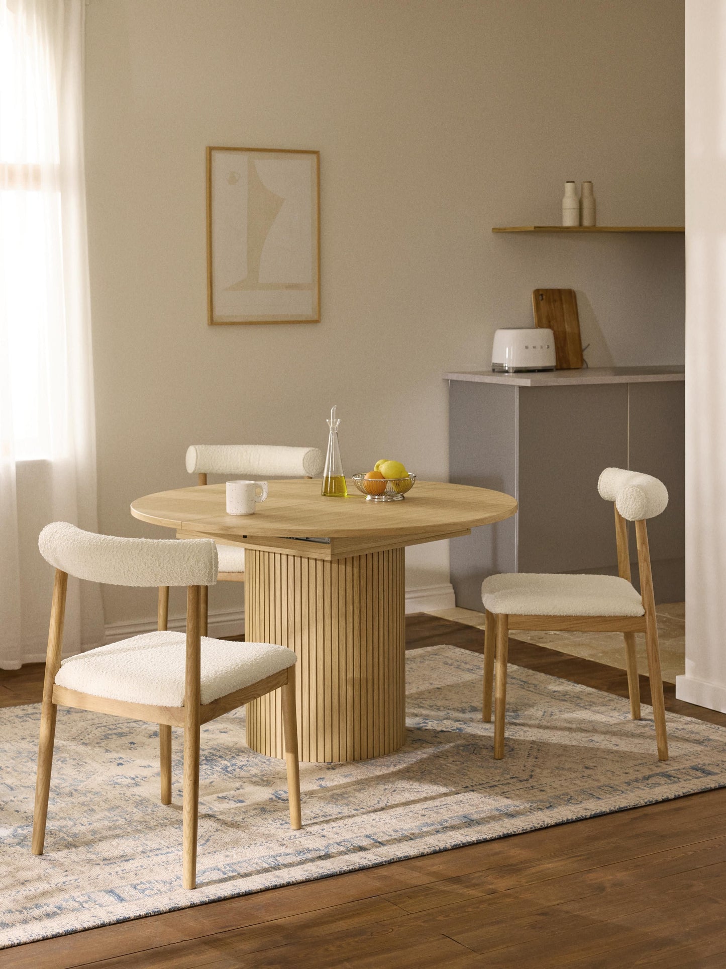 Lux Filo Extendable Grooved-Texture Dining Table, 120 - 160 x 75 cm