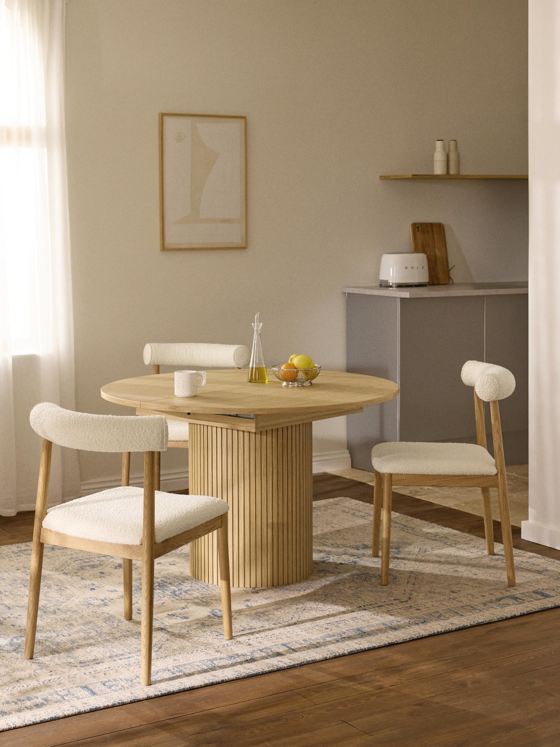 Lux Filo Extendable Grooved-Texture Dining Table, 120 - 160 x 75 cm