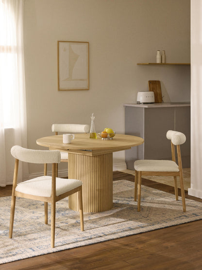 Lux Filo Extendable Grooved-Texture Dining Table, 120 - 160 x 75 cm