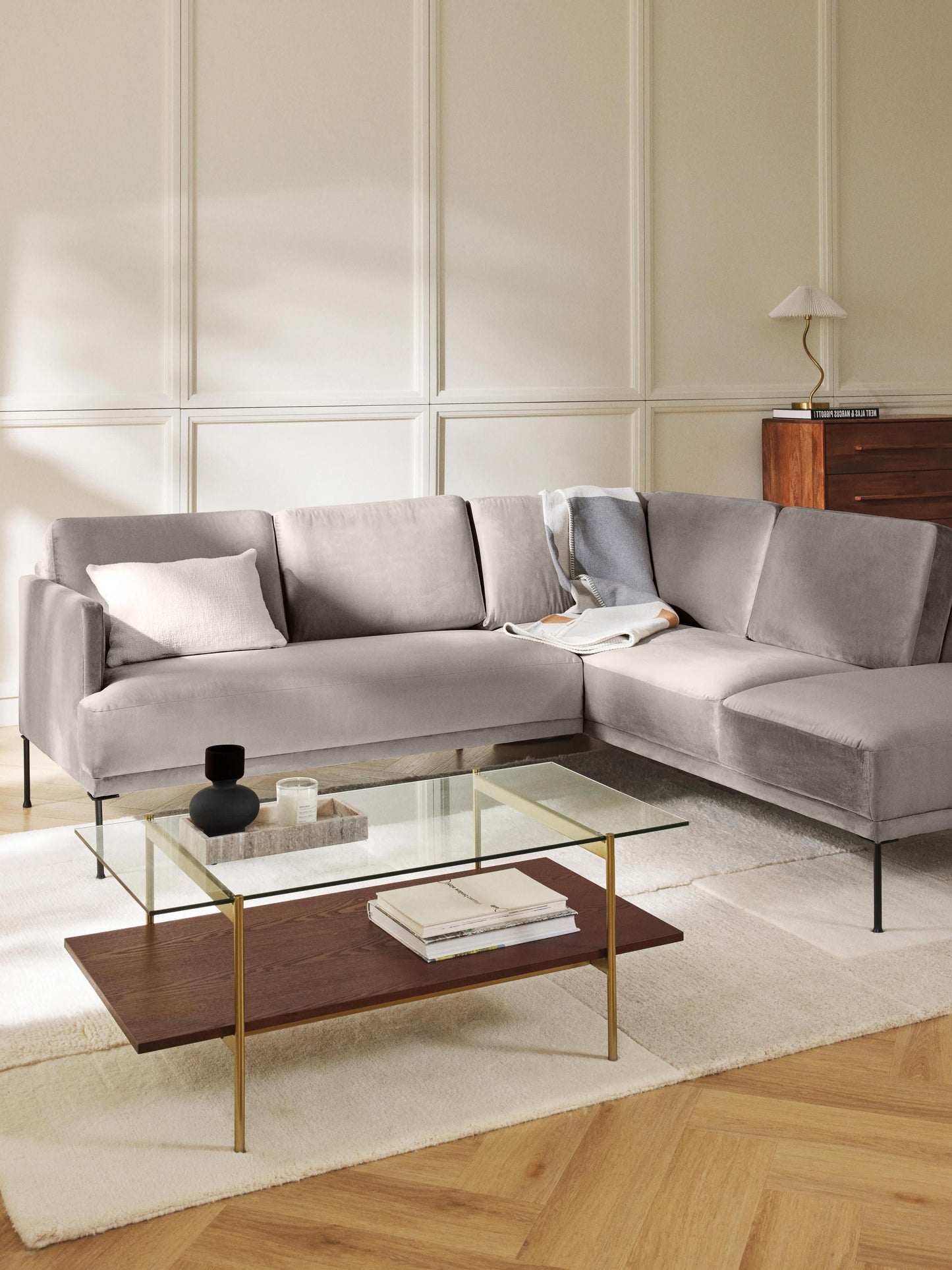 Lux Fluente Velvet Corner Couch