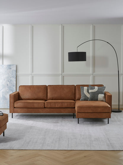 Lux Hunter Leather Corner Couch (3-Seater)