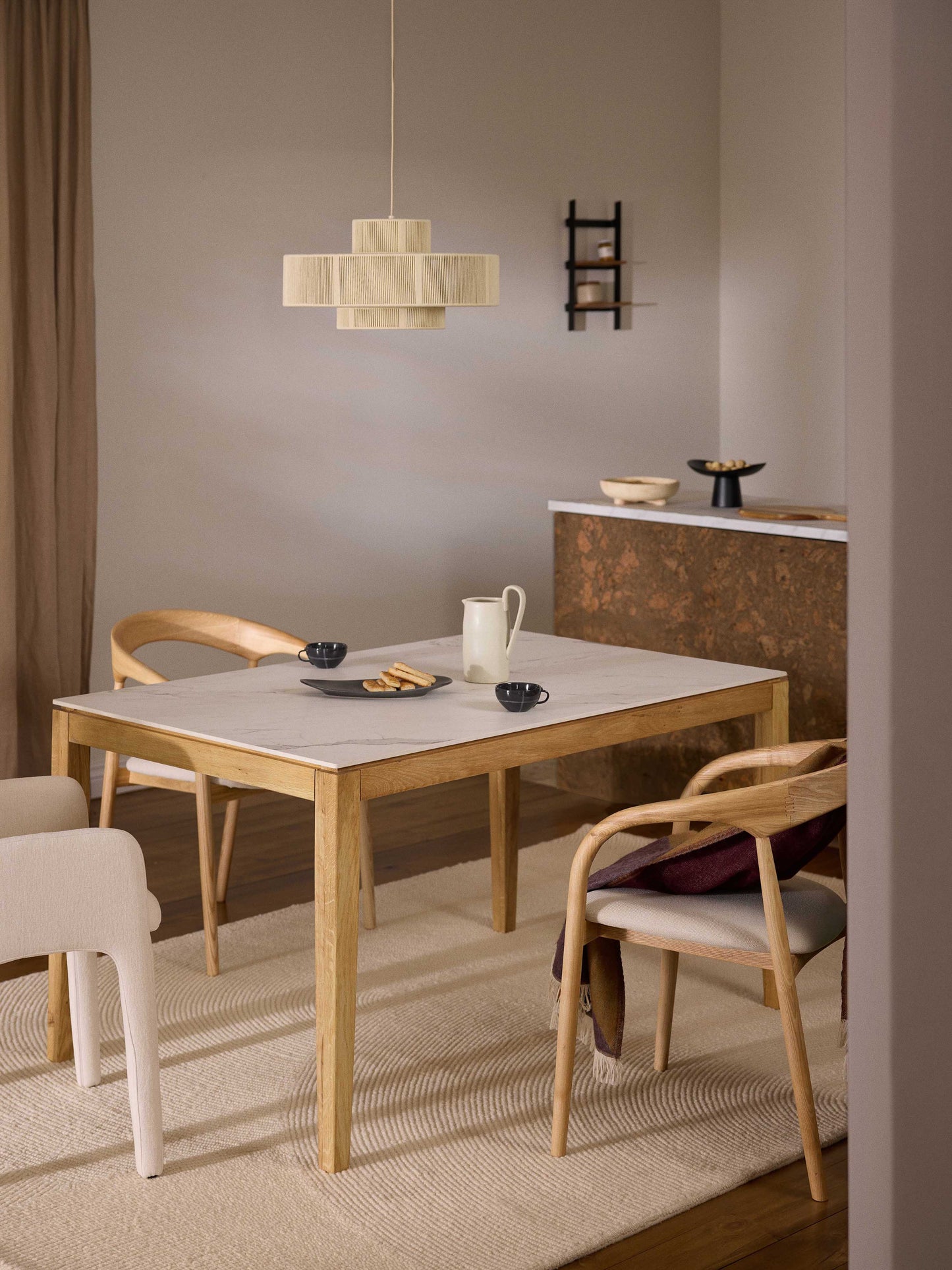 Lux Jackson Dining Table with Tabletop in Marble Look, Available in Various Sizes