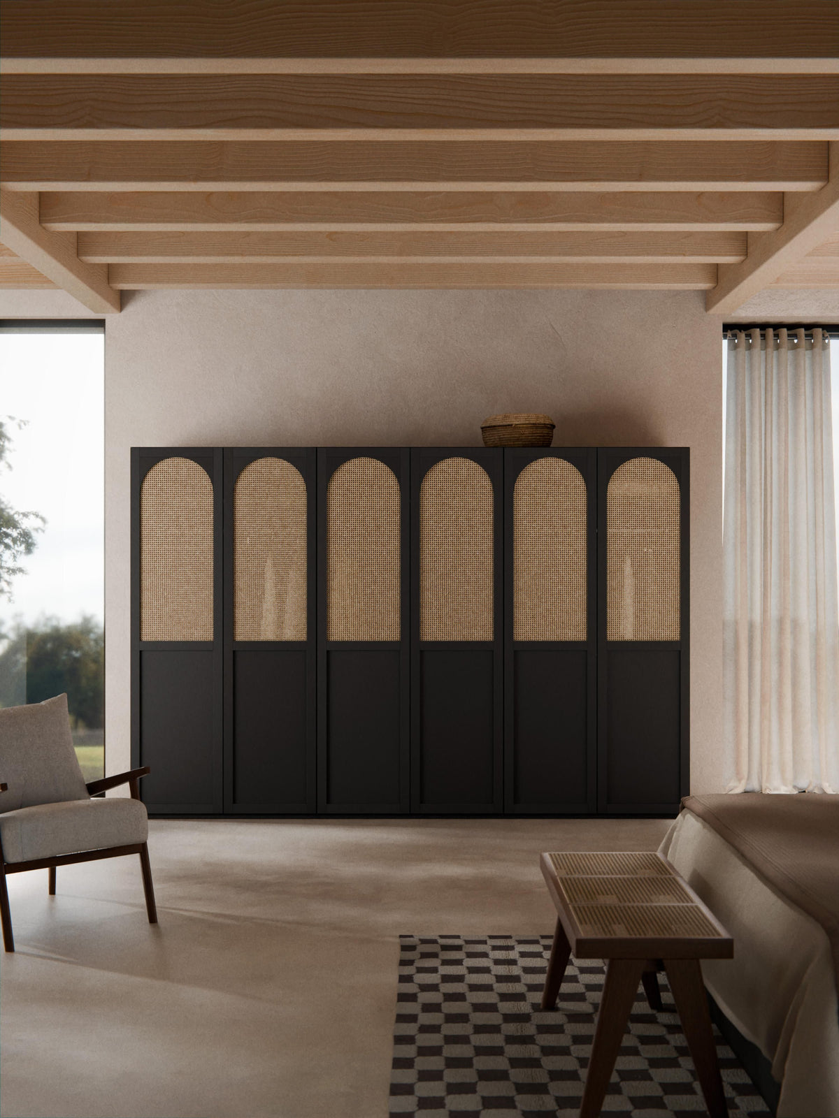 Lux Jeanne Modular Hinged-Door Wardrobe in Various Sizes, 300 cm Wide