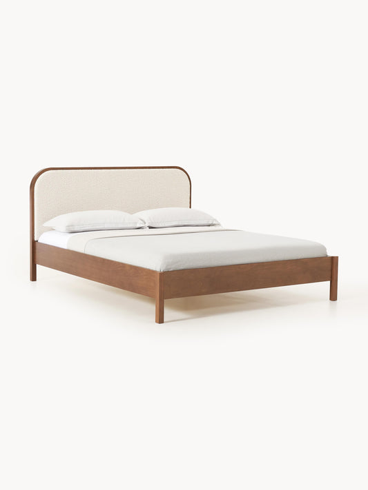 Lux Jones Timber Bed with Bouclé Headboard