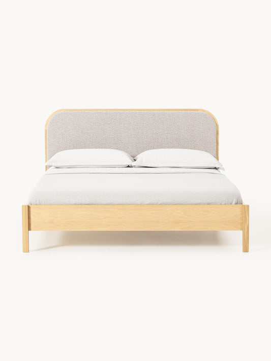 Lux Jones Timber Bed with Bouclé Headboard