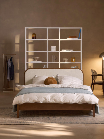 Lux Jones Timber Bed with Bouclé Headboard