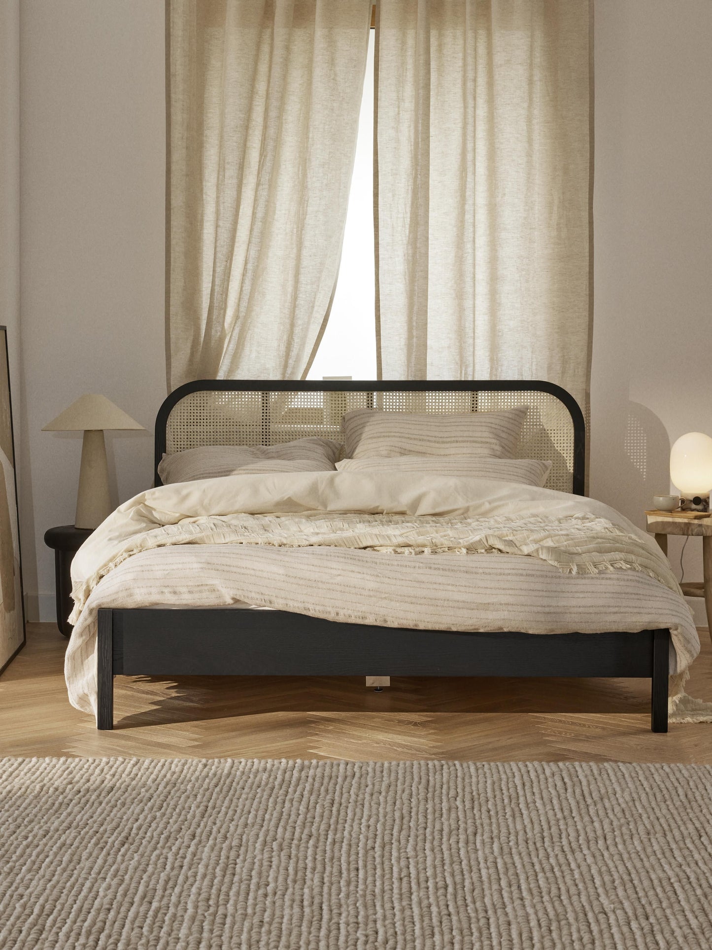 Lux Jones Timber Bed with Vienna Cane Headboard