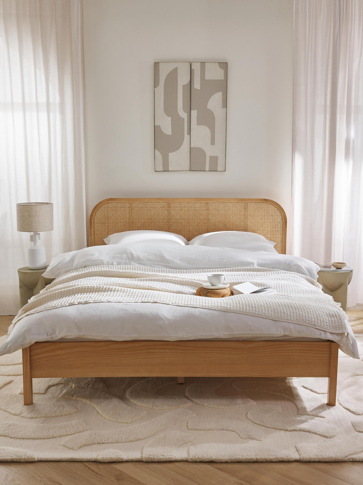 Lux Jones Timber Bed with Vienna Cane Headboard