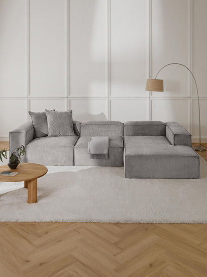 Lux Lennon Modular Corduroy Corner Couch (4-Seater)