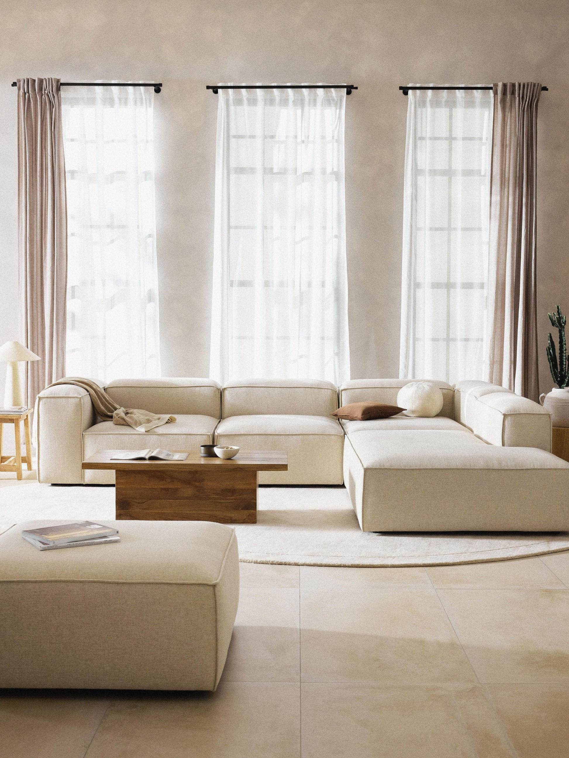 Lux Lennon Modular XL Corner Couch (4-Seater) in Linen Blend